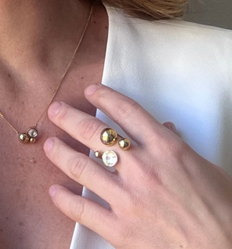 Solar Golden ring crystal clear Sägen DecH